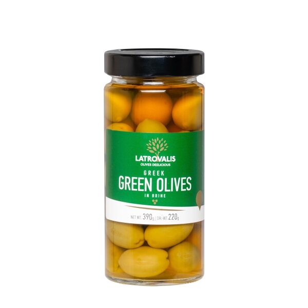 Зелёные оливки Latrovalis с косточками - 390 гр