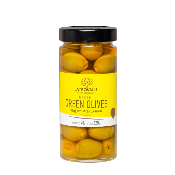 Зелёные оливки Latrovalis фаршированные лимоном - 390 гр
