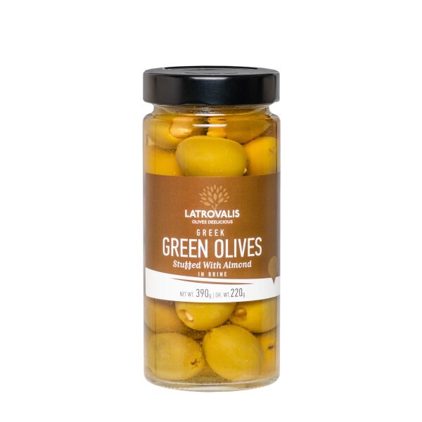 Зелёные оливки Latrovalis фаршированные миндалём - 390 гр
